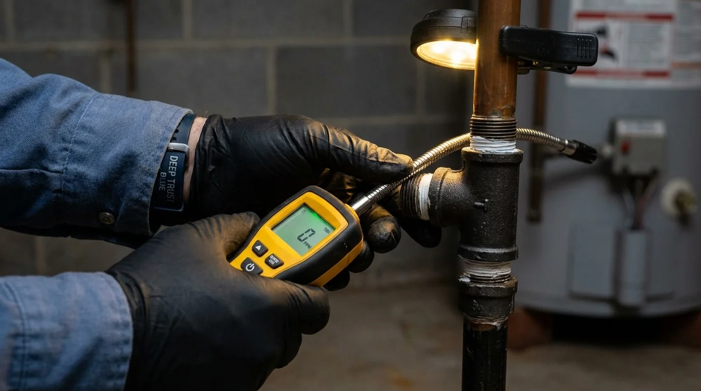 Gas leak detection with electronic sniffer by Johns Plumbing LLC in Corry